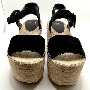 MARC FISHER sandal Platform Open toe Size 10M Black Tan NEW